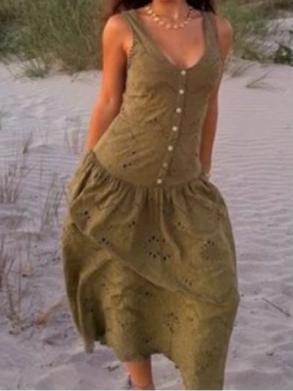 House of Harlow 1960 Olive Eyelet Midi Dress